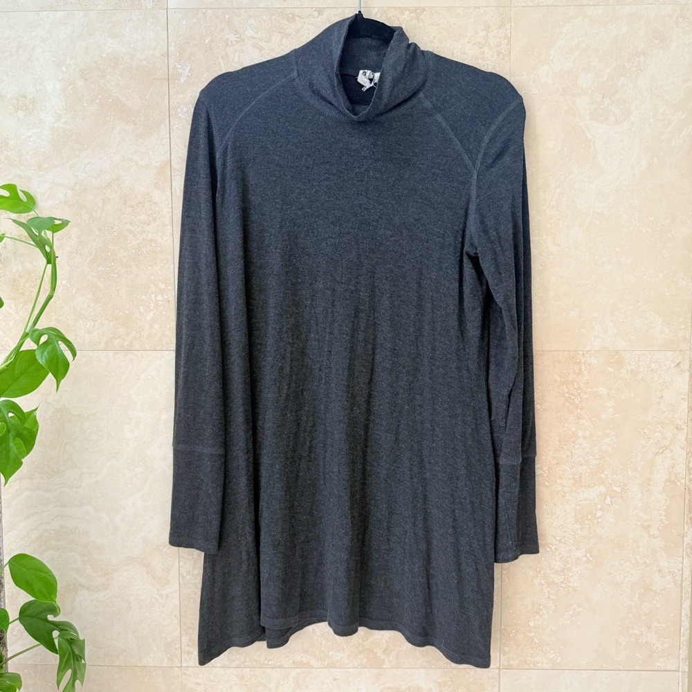 Cable & Gauge for Anthropologie Cowl Neck Tunic Top Heathered Gray